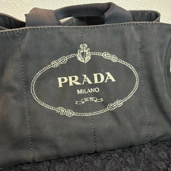 Prada Canapa Large GM Tote – Black Canvas Logo Bag - Picture 4 of 12